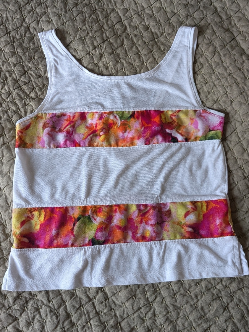 Floral Stripe Cutout Tank